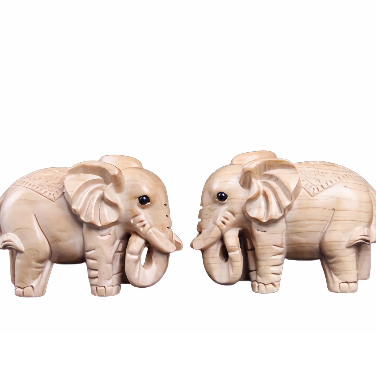 木製象の彫刻 2体セット 象の木彫り彫刻 2体セット 【公式通販】